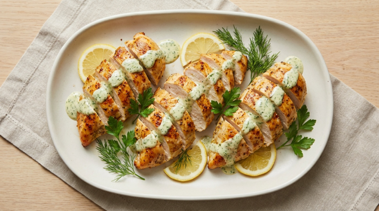 Citronmarinerad kyckling med örtdressing