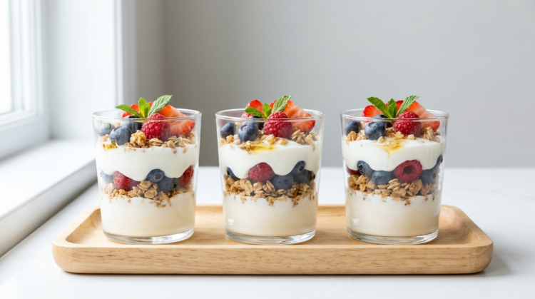 Yoghurtglas med granola och bär