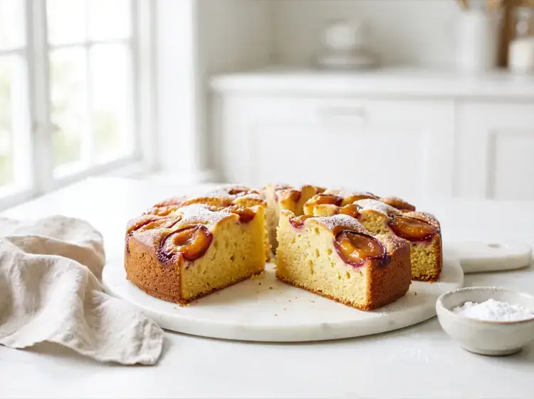 Plommonkaka recept – saftig kaka med mogna plommon och florsocker